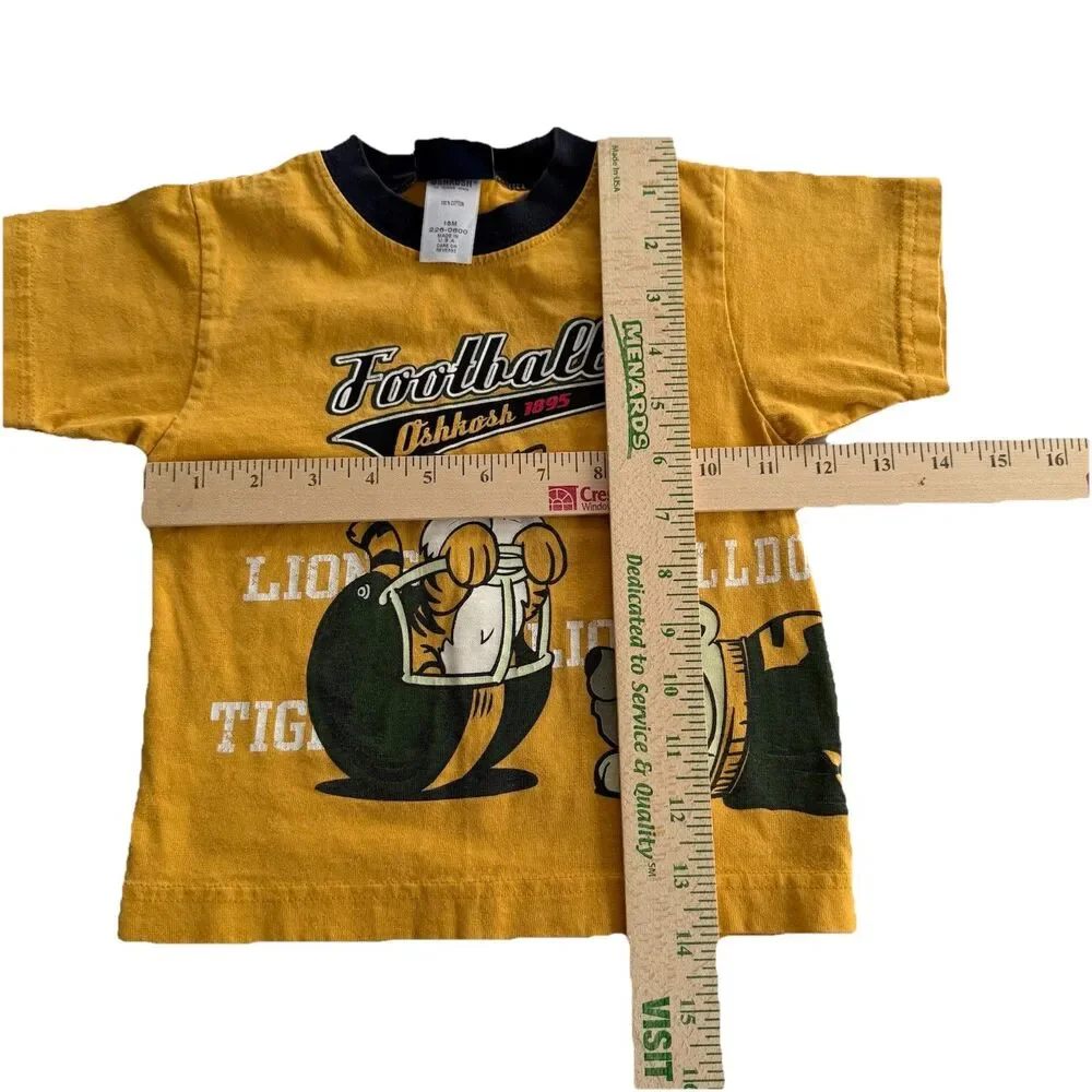 Vintage Y2K Oshkosh Toddler Boy Football Shirt Lion Tiger Bulldog Sz 18M USA